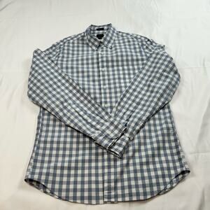 J.Crew Men’s Medium Gray White Check Button Down Shirt | EUC